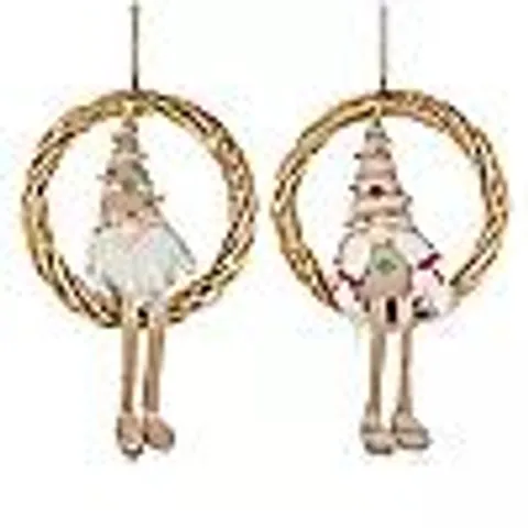 SANTA EXPRESS SET OF 2 PRE LIT GONKS IN HOOP 