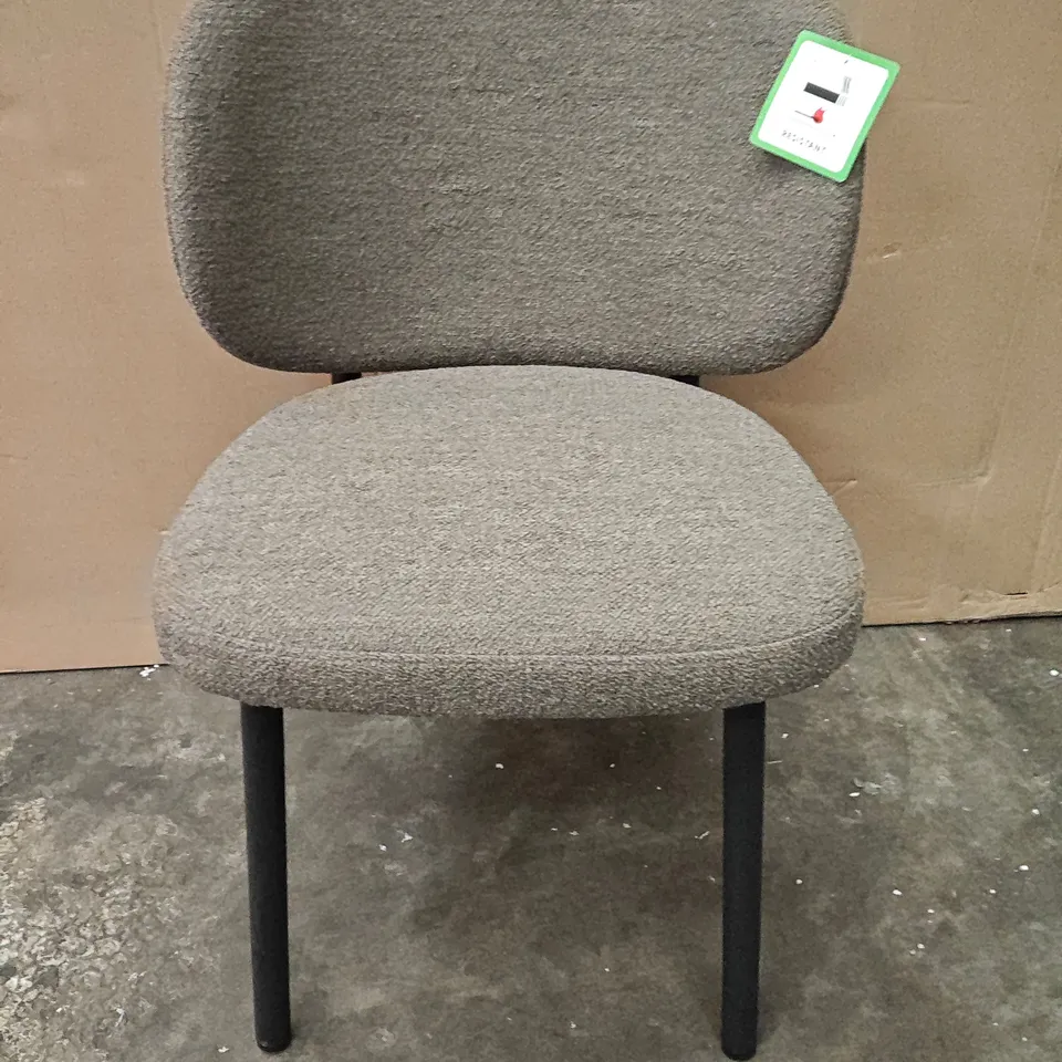 NATURAL TEXTURED DINING CHAIRS ON BLACK LEGS