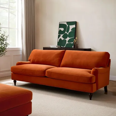 BOXED DUSK HAMPSHIRE 3 SEATER SOFA - BRIGHT ORANGE (1 BOX)