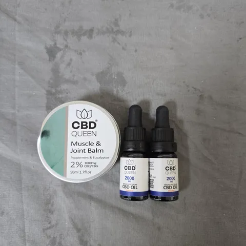 CBD QUEEN MUSCLE & JOINT BALM 50ML + 2X CBD OIL BOTTLES 2000MG – BROAD SPECTRUM
