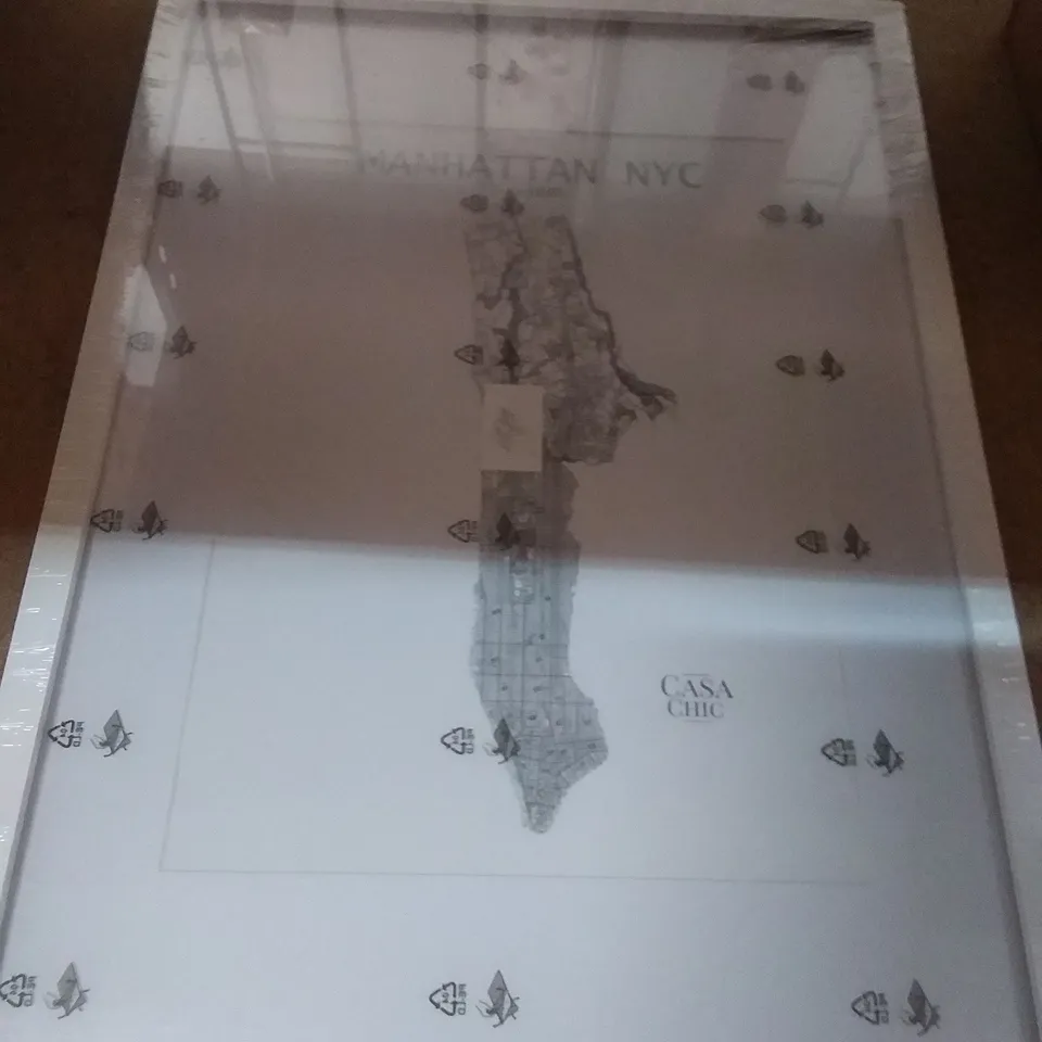 CASA CHIC FRAMED ARTWORK OF MANHATTEN NYC FROM 1895