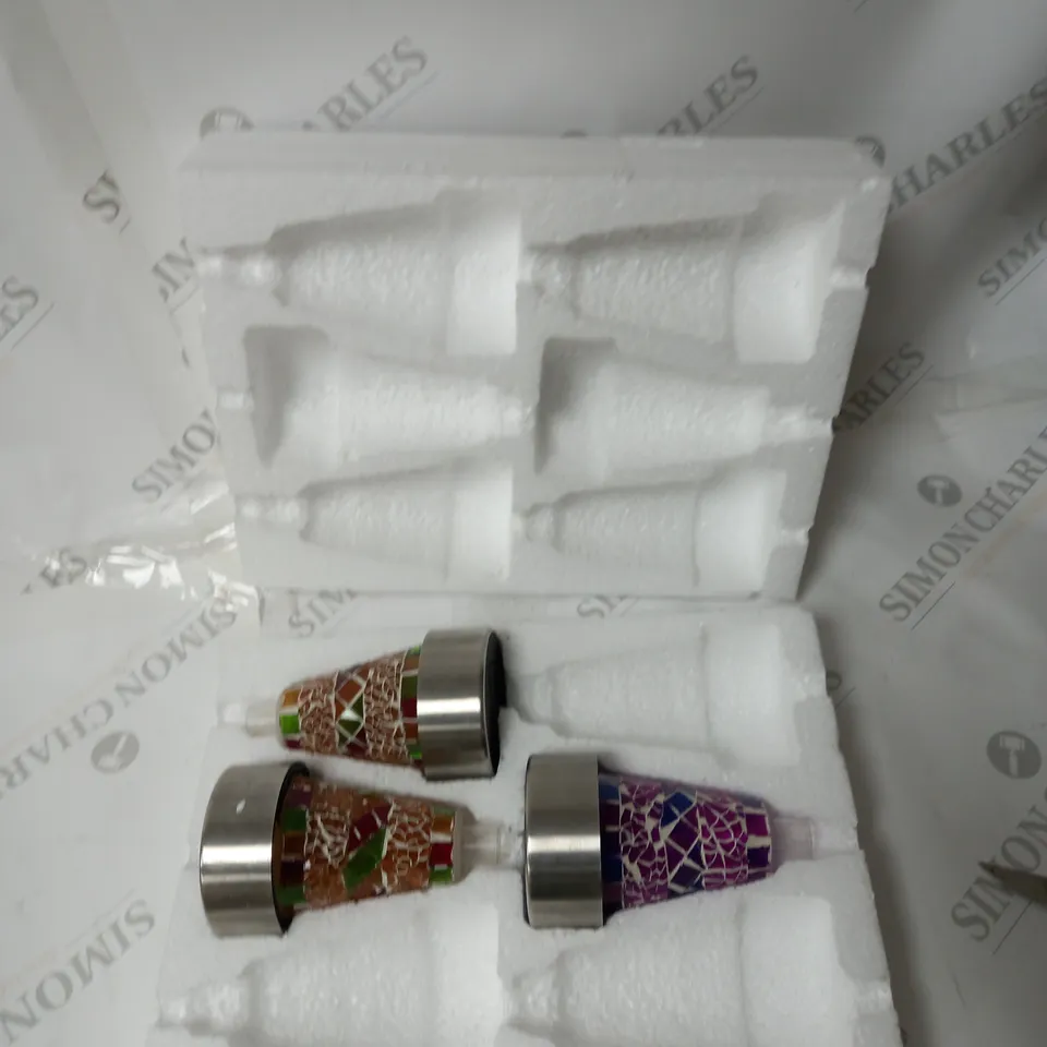 GARDEN REFLECTIONS SET OF 6 MOSAIC SOLAR STAKE LIGHTS