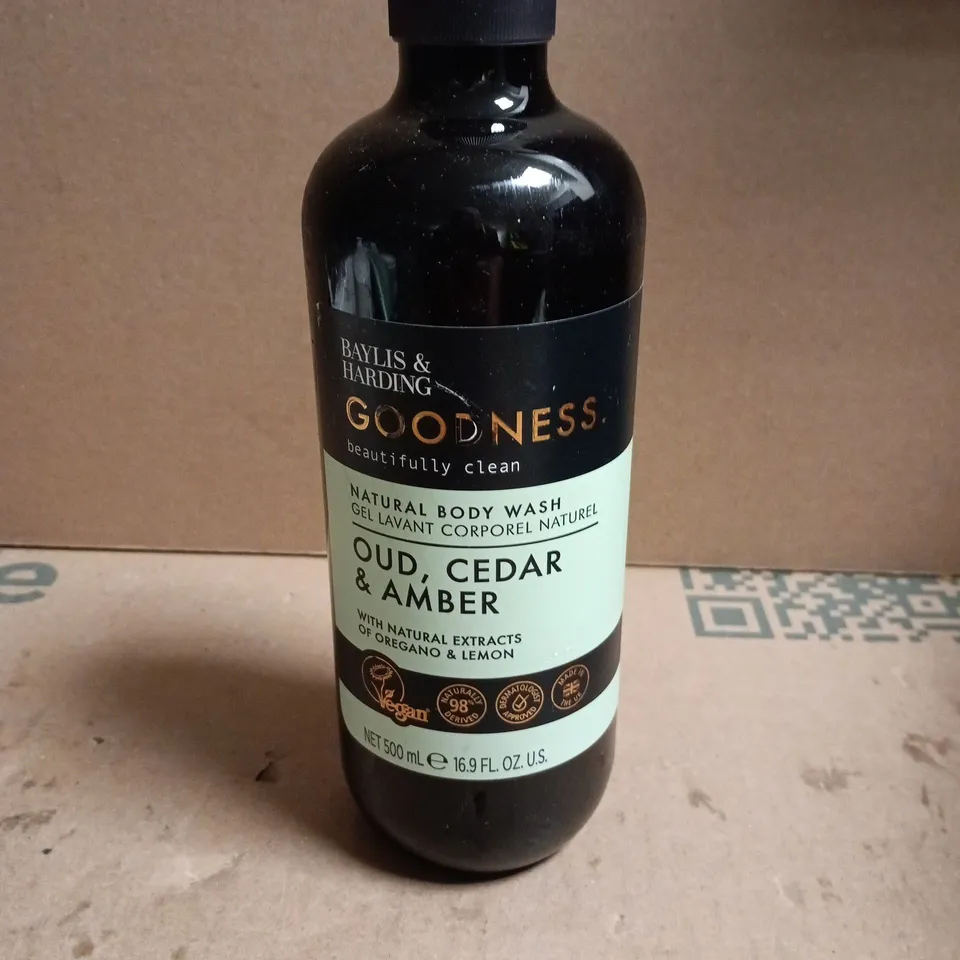 BAYLIS & HARDING GOODNESS OUD, CEDAR & AMBER NATURAL BODY WASH – 500 ML