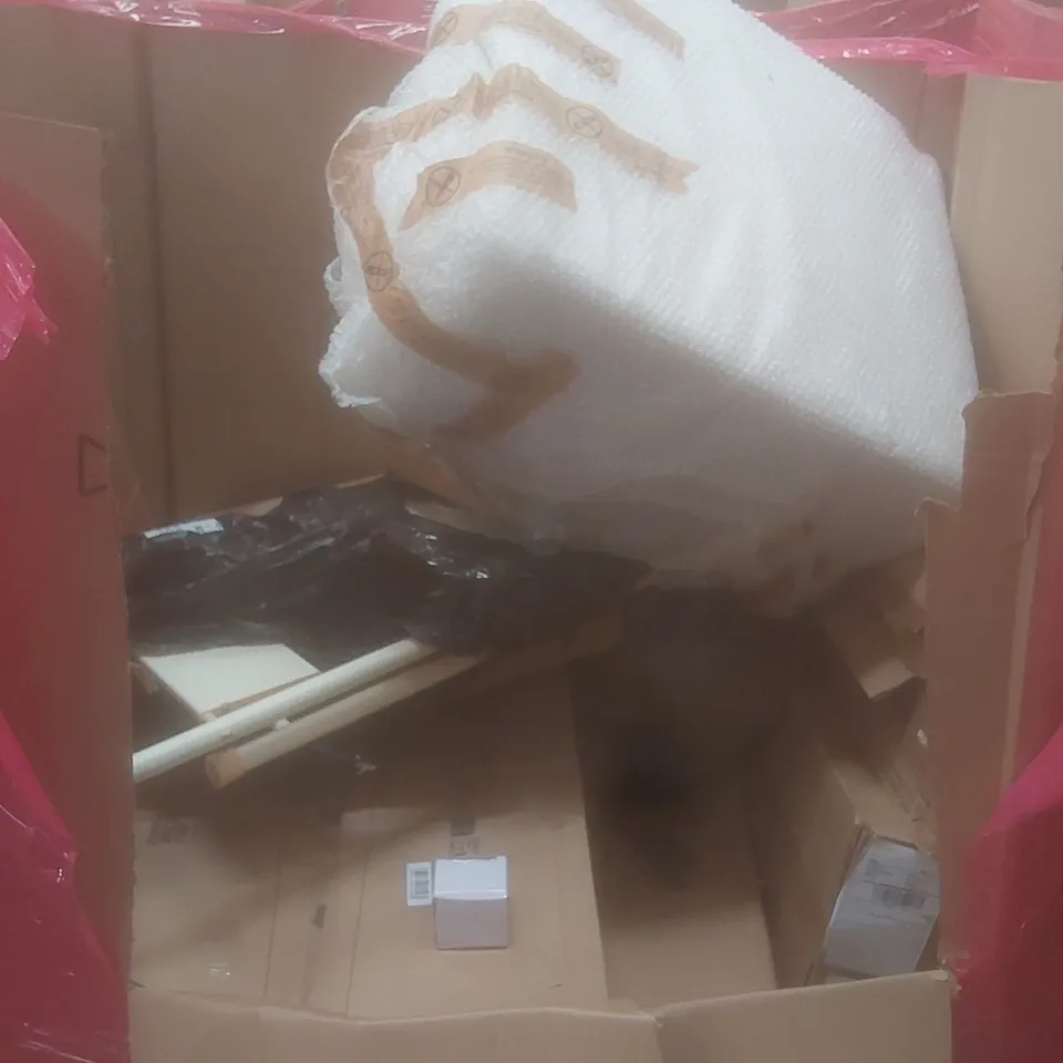 PALLET OF ASSORTED HOUSEHOLD GOODS AND PRODUCTS TO INCLUDE; THERMOSTATIC SHOWER RISER RAIL KIT, SUNSET DIESEL AIR HEATER, BOXED FURNITURE ETC 
