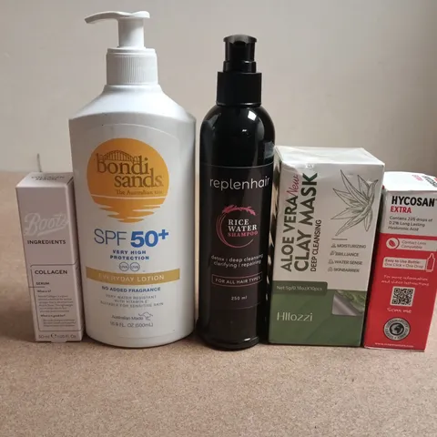 APPROXIMATELY 15 ASSORTED HEALTH & BEAUTY PRODUCTS TO INCLUDE BONDI SANDS , ALOE VERA CLAY MASK AND COLLAGEN