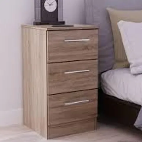 BOXED PRAGUE GRADUATED BEDSIDE CABINET - NEW OAK EFFECT (1 BOX) 