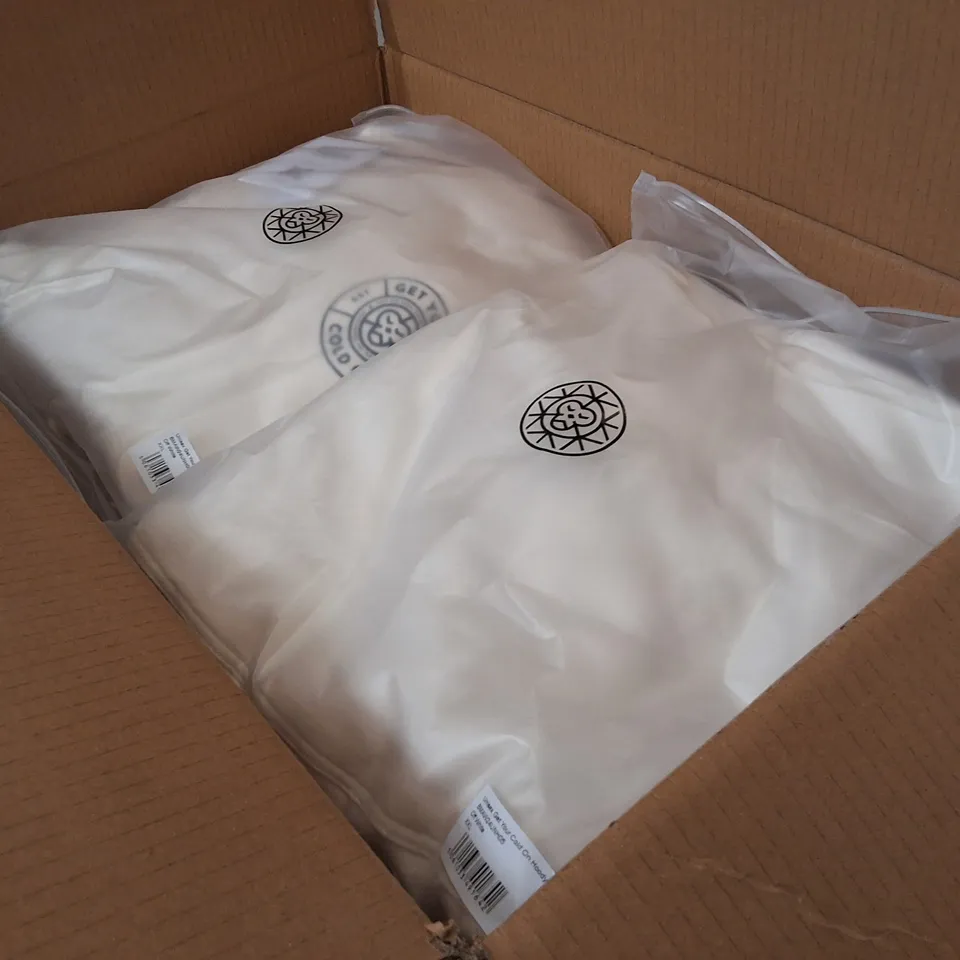 BOX CONTAINING APPROXIMATELY 12 BRASS MONKEY UNISEX HOODIE – GET YOUR COLD ON, OFF-WHITE, XXL