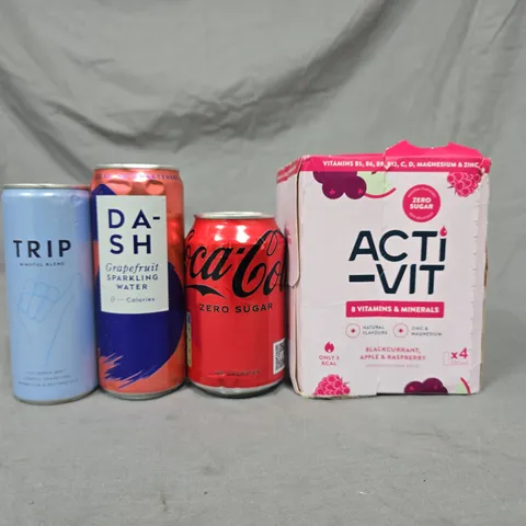 LOT OF 24 ASSORTED DRINKS TO INCLUDE DA-SH, TRIP AND ACTI-VIT