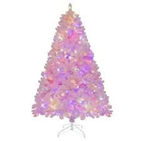 BOXED COSTWAY PRE LIT MULTICOLOUR FLOCKED PINK LED ARTIFICIAL CHRISTMAS TREE WITH REMOTE 6FT