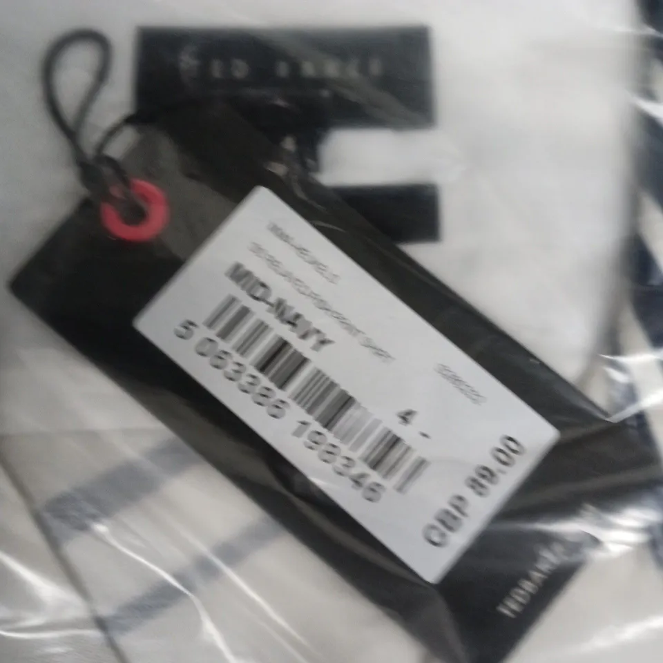 BAGGED TED BAKER LONDON RELAXED FISH PRINT SHIRT – MID NAVY - SIZE 4