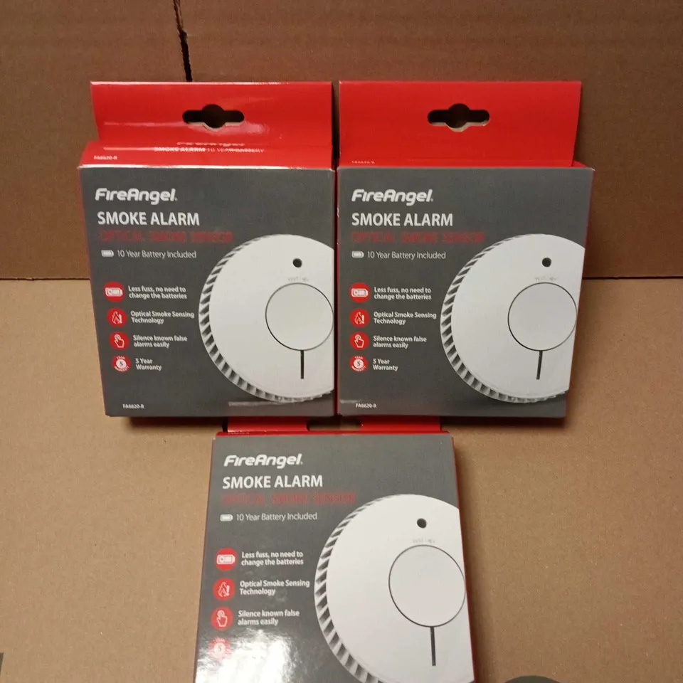 3 X FIREANGEL SMOKE ALARMS – OPTICAL SENSOR 