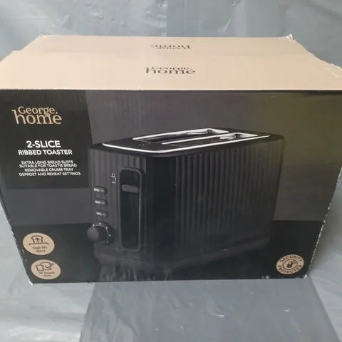 BOXED HOME 2-SLICE RIBBED TOASTER IN BLACK