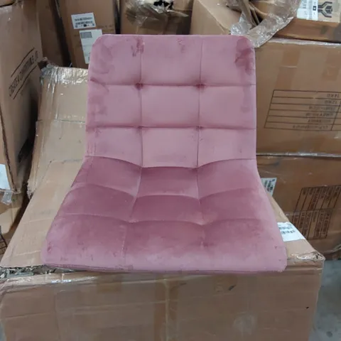 BOXED SET OF 2 DESIGNER PINK VELVET BARSTOOLS (1 BOX)