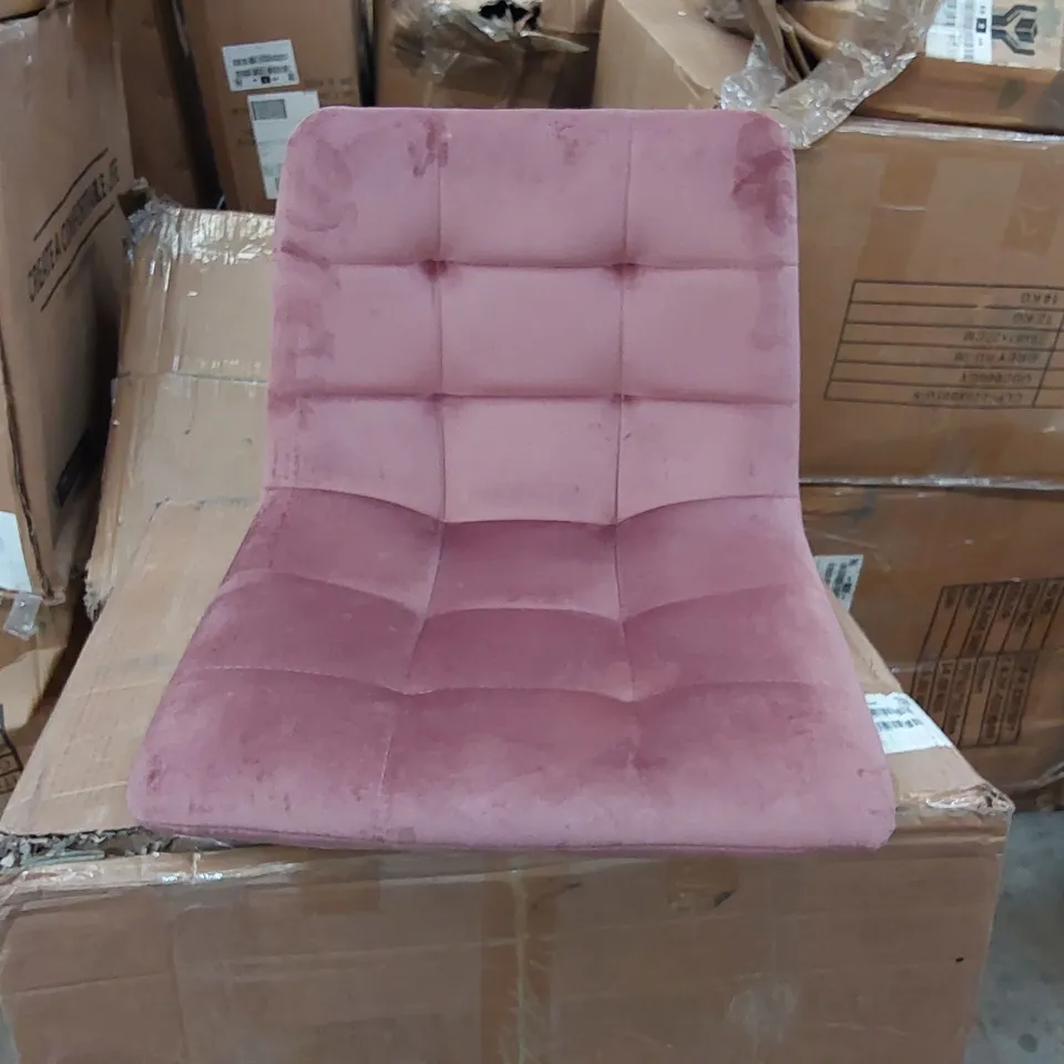 BOXED SET OF 2 DESIGNER PINK VELVET BARSTOOLS (1 BOX)