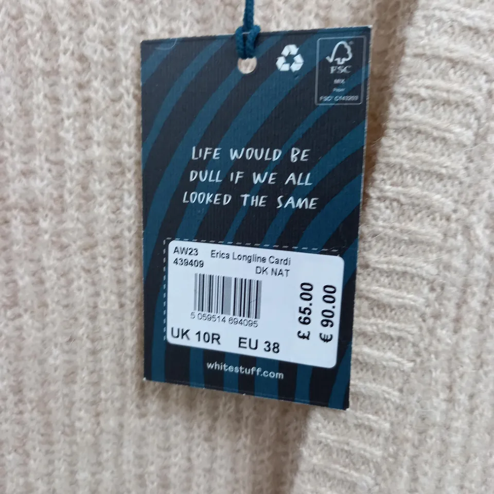 WHITE STUFF ERICA LONGLINE CARDIGAN IN NATURAL - 10R