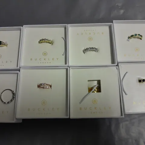 LOT OF 8 ASSORTED BOXED BUCKLEY LONDON RINGS