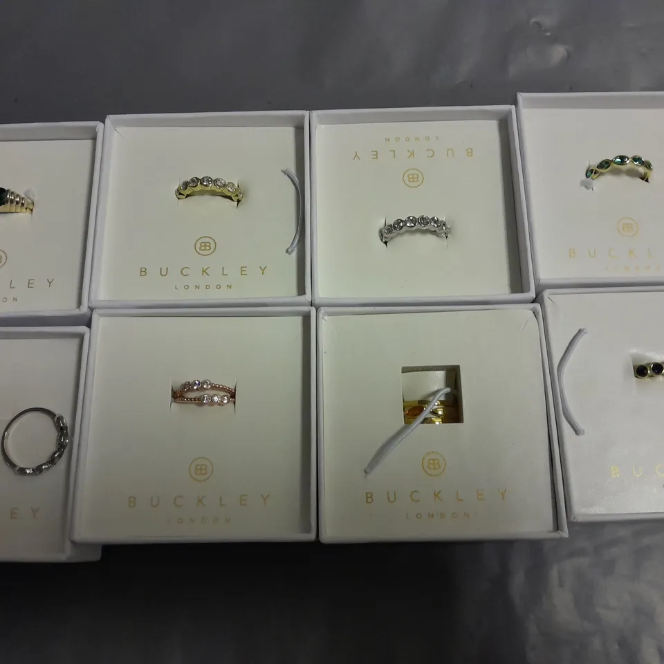 LOT OF 8 ASSORTED BOXED BUCKLEY LONDON RINGS