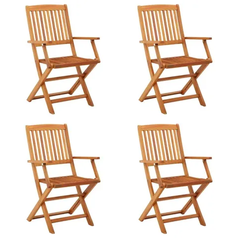 BOXED GEMALA FOLDING GARDEN CHAIRS 4 PCS SOLID EUCALYPTUS WOOD - SET OF 4 (1 BOX)