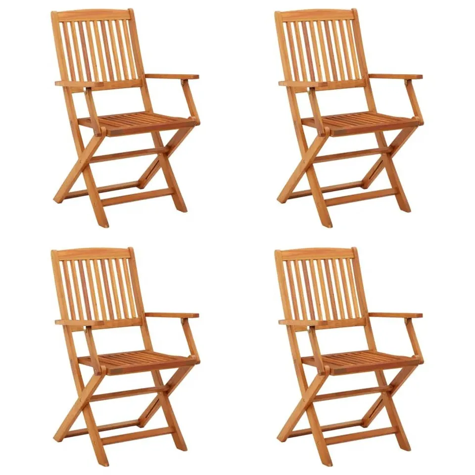 BOXED GEMALA FOLDING GARDEN CHAIRS 4 PCS SOLID EUCALYPTUS WOOD - SET OF 4 (1 BOX)