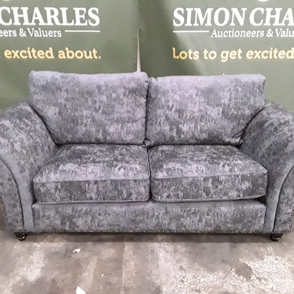 DESIGNER 2 SEATER SOFA - CHARCOAL FABRIC 