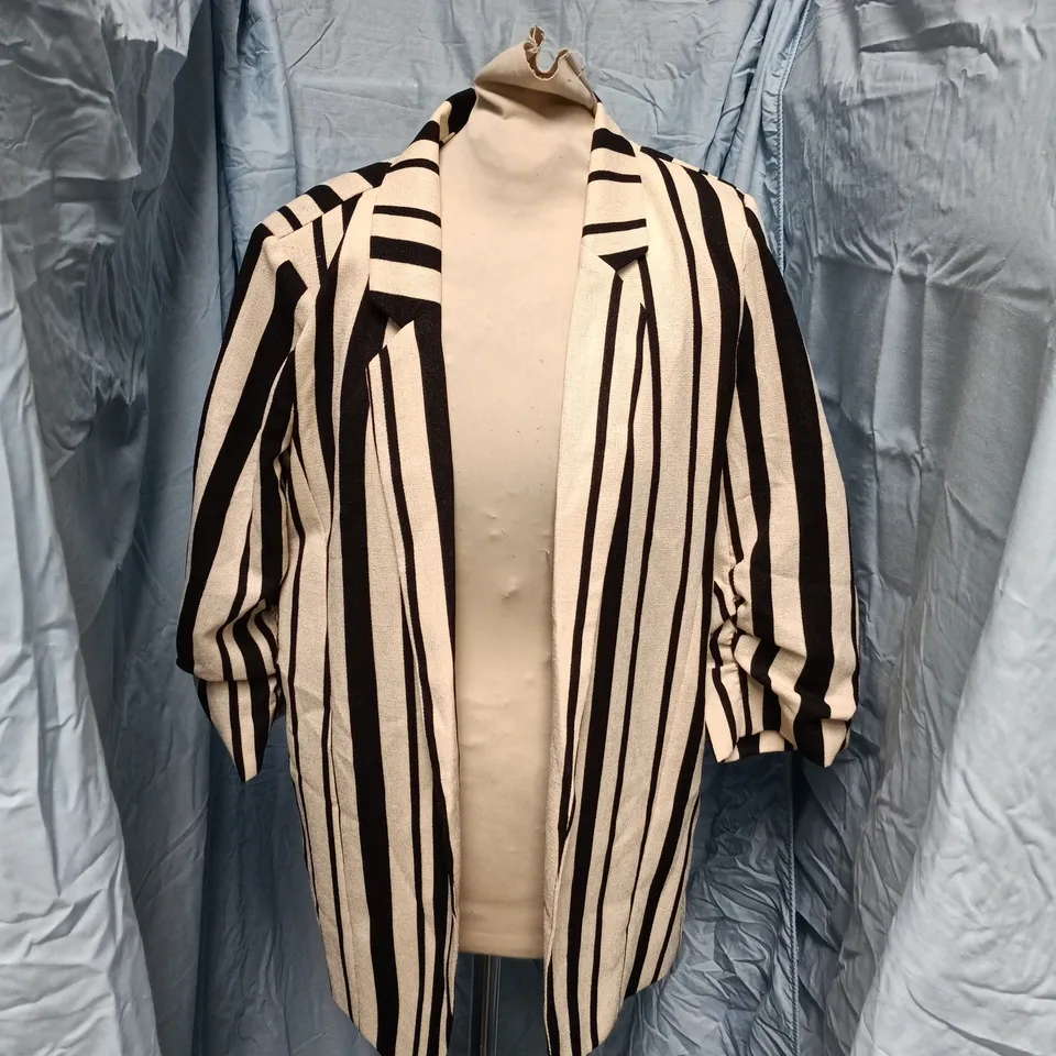 RIVER ISLAND STRIPED LONGLINE BLAZER JACKET – UK 12