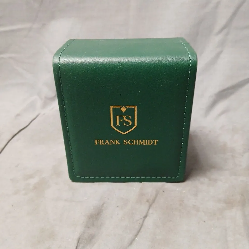 FRANK SCHMIDT WRISTWATCH – BLUE DIAL, BLUE LEATHER STRAP, BOXED