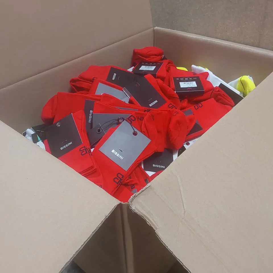 BOX TO CONTAIN A LARGE QUANTITY OF BRAND NEW PAIRS OF BISSINI CYCLING SOCKS - COLOURS VARY // SIZE: XXL // 1 PAIR PER PACK