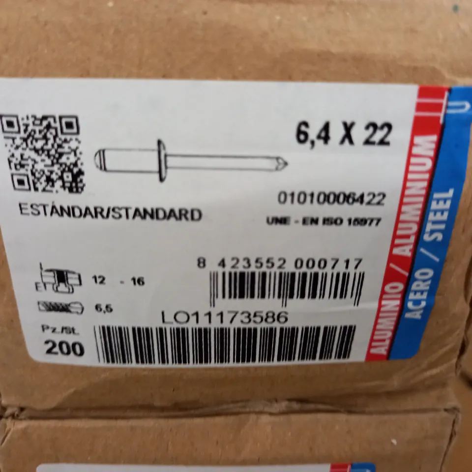 LOT OF 3 200-PACK  BRALO 6'4 X 22 ALUMINIUM / STEEL RIVETS 