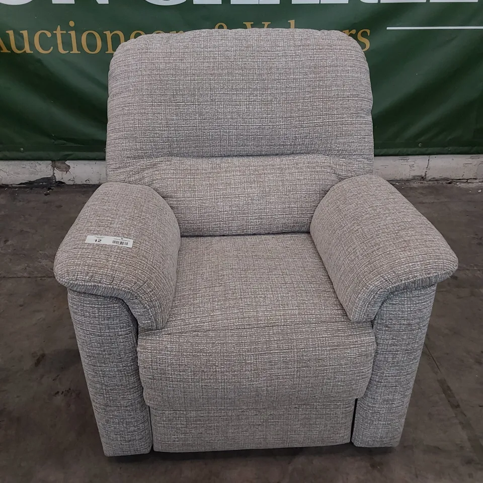 QUALITY BRITISH DESIGNER G PLAN CHADWICK POWER RECLINING EASY CHAIR LOOM SHALE FABRIC 