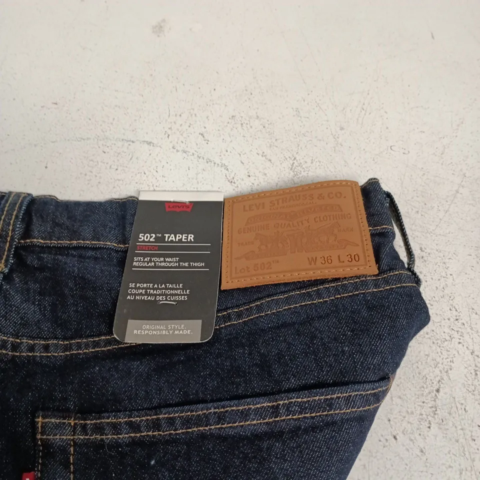 LEVI'S 502 TAPER JEANS – MEN'S DARK INDIGO, WAIST 36IN X INSEAM 30IN (W36 L30)