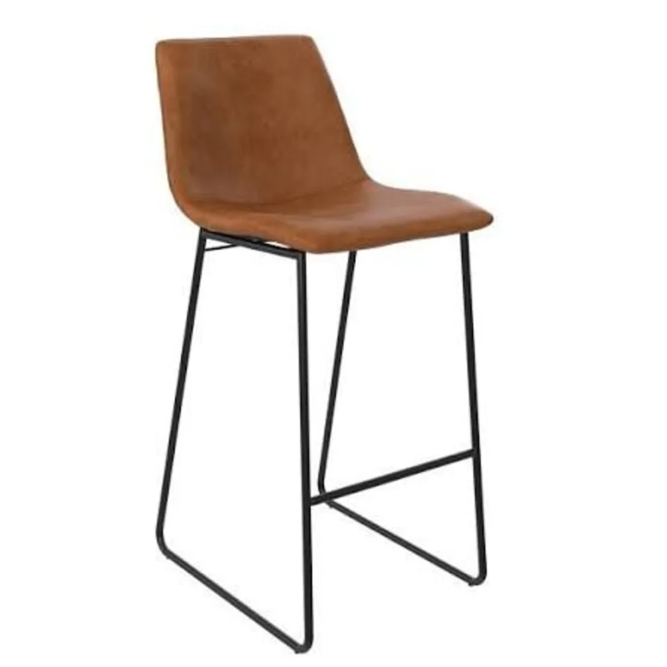 BOXED DOREL BARSTOOL CARAMEL MAPLE BOWDEN FAUX LEATHER BAR STOOL