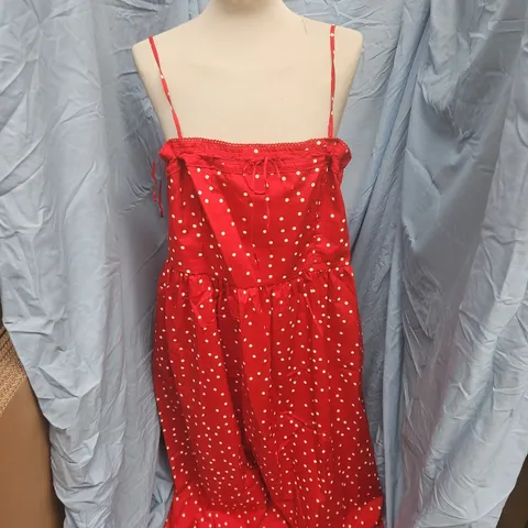 ABERCROMBIE & FITCH RED POLKA DOT DRESS – WOMEN'S, SPAGHETTI STRAPS - XL
