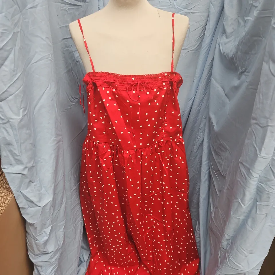 ABERCROMBIE & FITCH RED POLKA DOT DRESS – WOMEN'S, SPAGHETTI STRAPS - XL