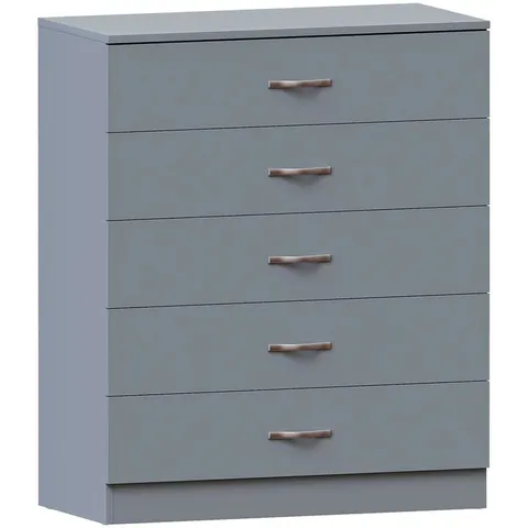 BOXED VIDA DESIGNS RIANO 5 DRAWER CHEST - GREY
