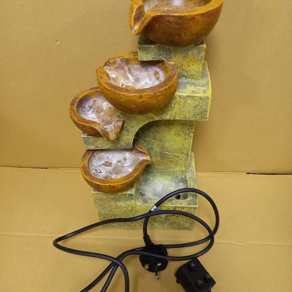 ALPINE CORPORATION 41 CM TALL INDOOR/OUTDOOR TABLETOP 4-TIER POURING POTS FOUNTAIN, BROWN