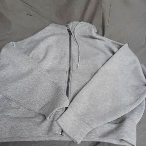 BERSHKA ZIP UP HOODIE IN LIGHT GREY MELANGE SIZE M