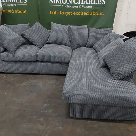 DESIGNER CHAISE SOFA WITH SCATTER CUSHIONS JUMBO GREY CHORD