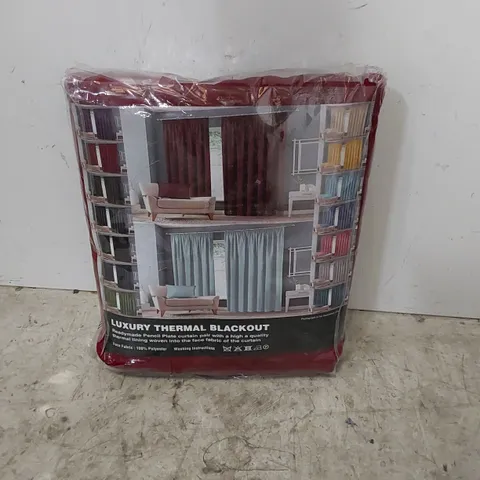 BOXED EILIANNA ROOM DARKENING PENCIL PLEATED CURTAINS - WINE COLOURED // SIZE: 66 X 90"