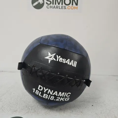 YES4ALL DYNAMIC WALL BALL 18 LB (8.2 KG) – BLUE/BLACK
