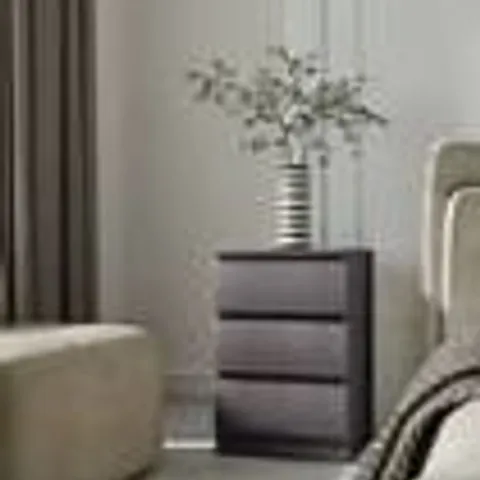 BOXED MALVERN 3 DRAWER BEDSIDE - GREY (1 BOX)