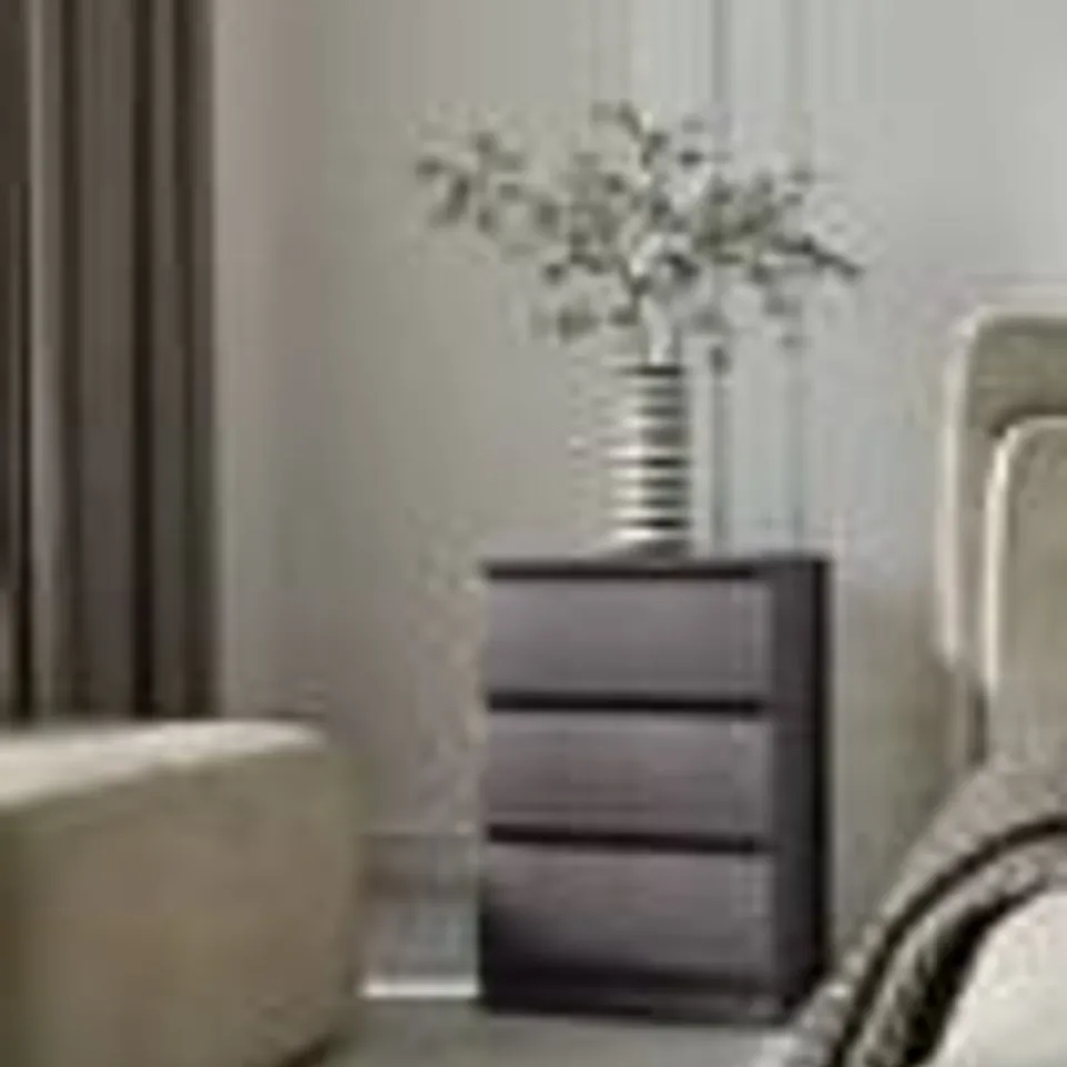 BOXED MALVERN 3 DRAWER BEDSIDE - GREY (1 BOX)