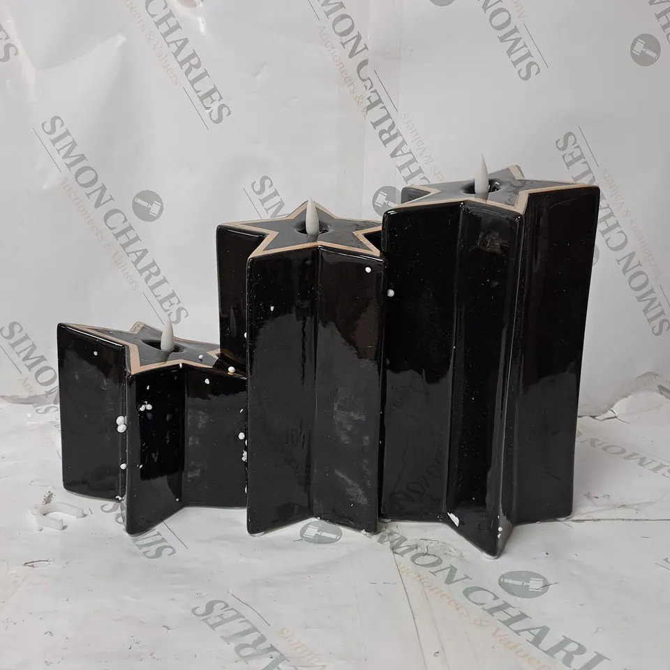 BOXED SET OF 3 CERAMIC BLACK STARS 