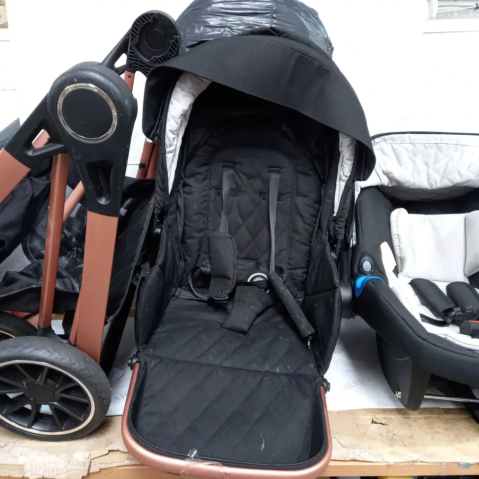 MY BABIIE BILLIE FAIERS ROSE GOLD BLACK QUILTED TRAVEL SYSTEM - COLLECTION ONLY RRP £399.99