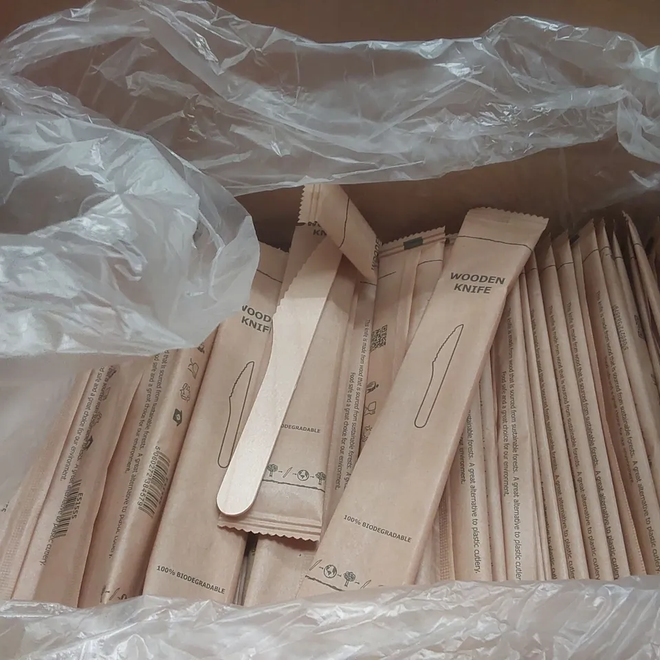 PALLET CONTAINING APPROXIMATELY 40,000 ENVIRONMENTALLY FRIENDLY DISPOSABLE WOODEN KNIVES