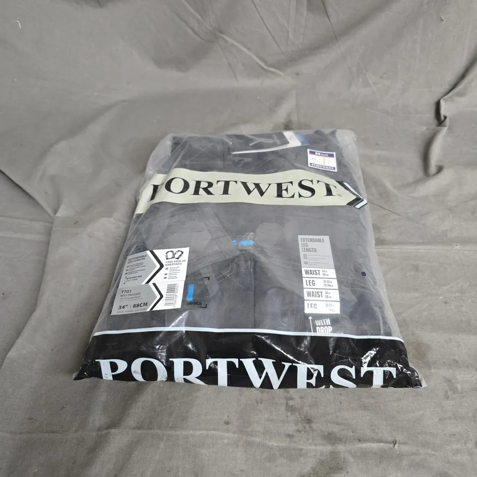 PORTWEST WX3 TROUSERS IN METAL GREY WITH KNEEPADS SIZE 34" REGULAR