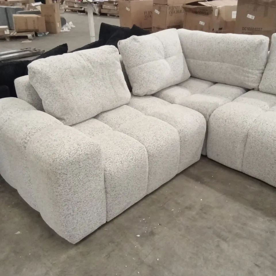 DESIGNER BEIGE FABRIC UPHOLSTERED SECTIONAL CORNER SOFA BED
