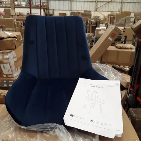 BOXED SET OF  2 UPHOLSTERED FABRIC DINING CHAIRS - BLUE (1 BOX)