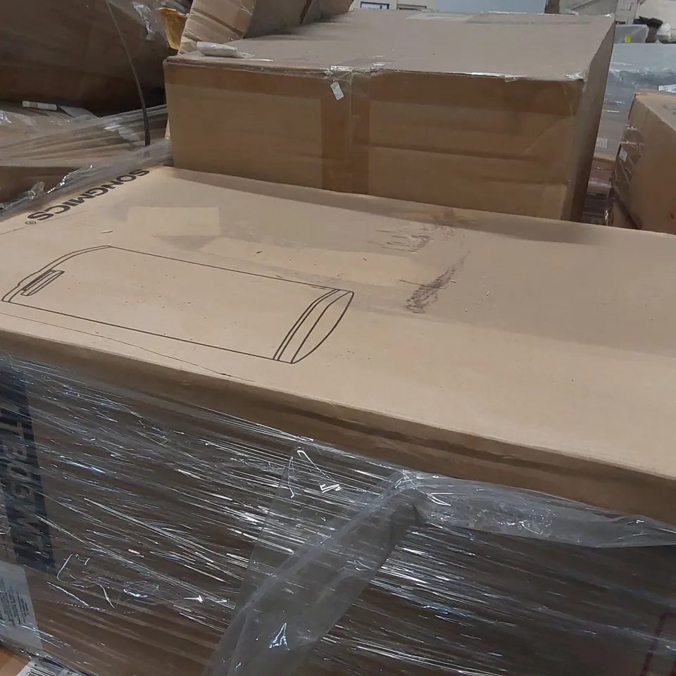 PALLET OF ASSORTED ITEMS INCLUDING SONGMICS KITCHEN BINS AND OTHER ASSORTED ITEMS