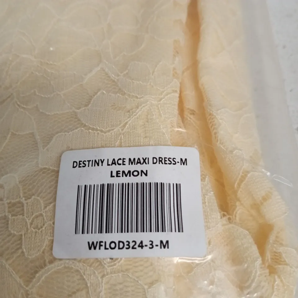 WHITE FOX DESTINY LACE MAXI DRESS – LEMON, SIZE M