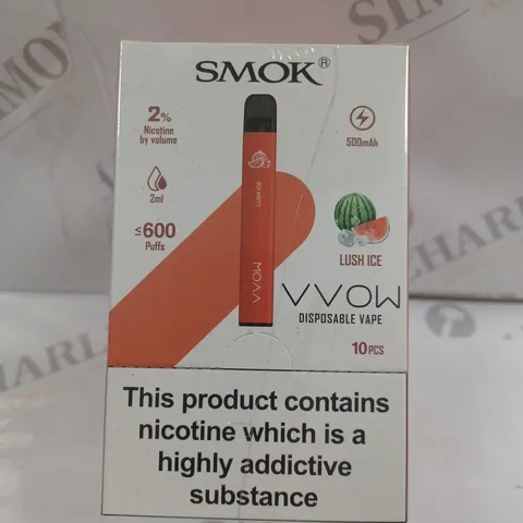 SEALED SMOK VVOW 10-PACK OF DISPOSABLE VAPES - LUSH ICE